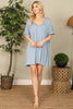 V-Neck Ruffle Sleeve Solid Dress