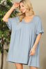 V-Neck Ruffle Sleeve Solid Dress