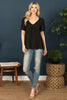 V-Neck Pleated Front Detail Bell Sleeve Solid Top