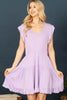 V-Neck Ruffle Cap Sleeve and Hem Tiered Dress