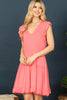 V-Neck Ruffle Cap Sleeve and Hem Tiered Dress