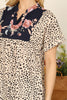 Floral Notch Neck Short Sleeve Animal Print Top