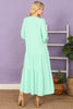 Notch Neck Long Sleeve Tiered Ruffle Solid Maxi Dress