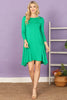 Solid Boat Neck Quarter Sleeve Side Pocket Dress