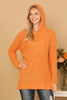 PLUS SIZE RIBBED POPCORN KNIT TUNIC HOODIE SWEATER