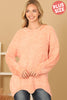 PLUS SIZE CHUNKY CHENILLE KNIT SCALLOPED HEM SWEATER