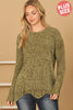 PLUS SIZE CHUNKY CHENILLE KNIT SCALLOPED HEM SWEATER