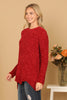 PLUS SIZE CHUNKY CHENILLE KNIT SCALLOPED HEM SWEATER