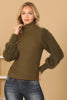 FUR SLEEVES RIBBED TURTLENECK SWEATER