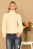 FUR SLEEVES RIBBED TURTLENECK SWEATER