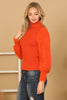 FUR SLEEVES RIBBED TURTLENECK SWEATER