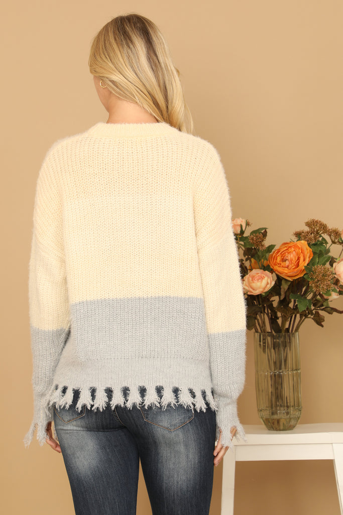 COLOR BLOCK KNIT SWEATER