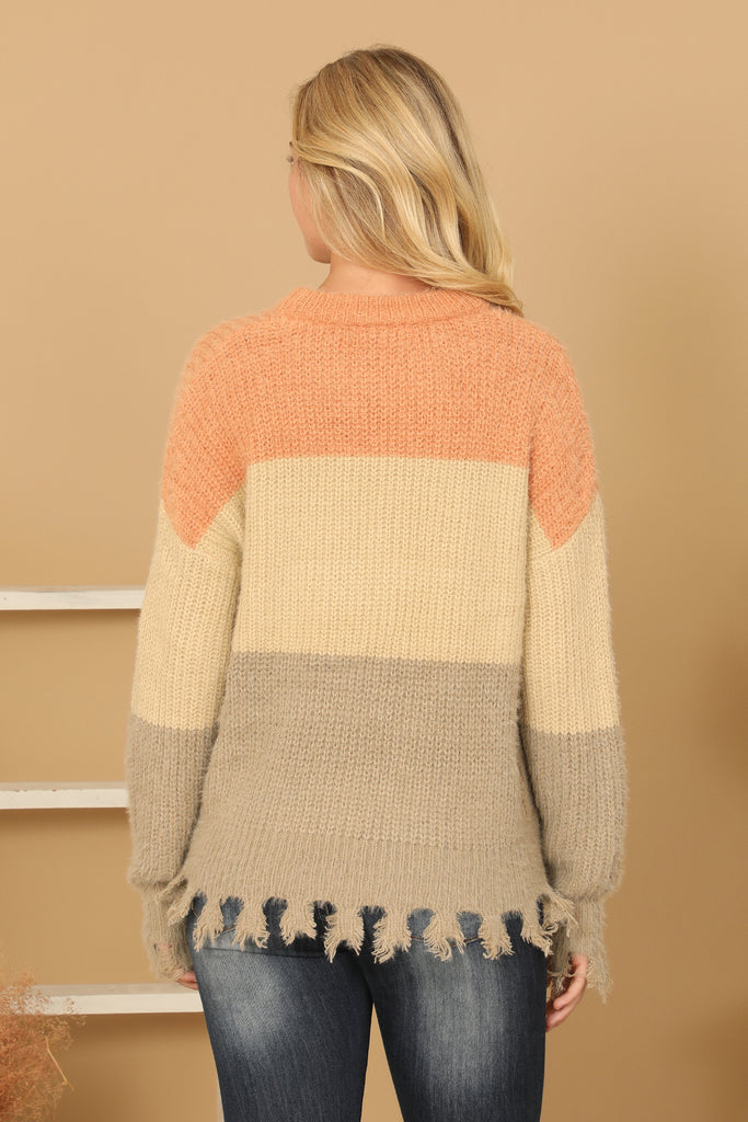 COLOR BLOCK KNIT SWEATER