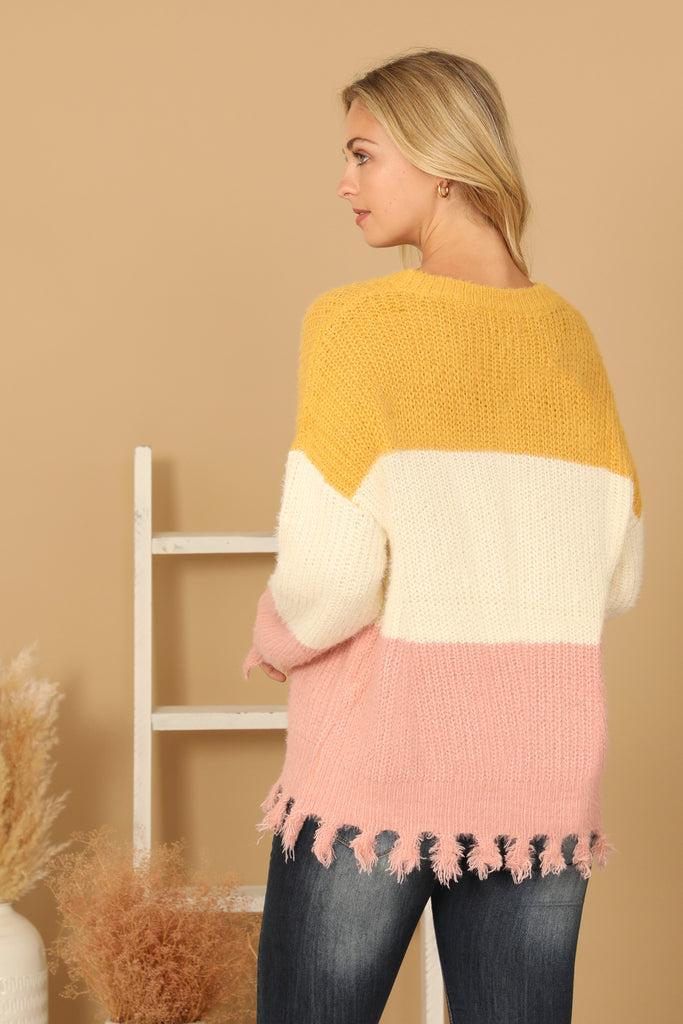 COLOR BLOCK KNIT SWEATER