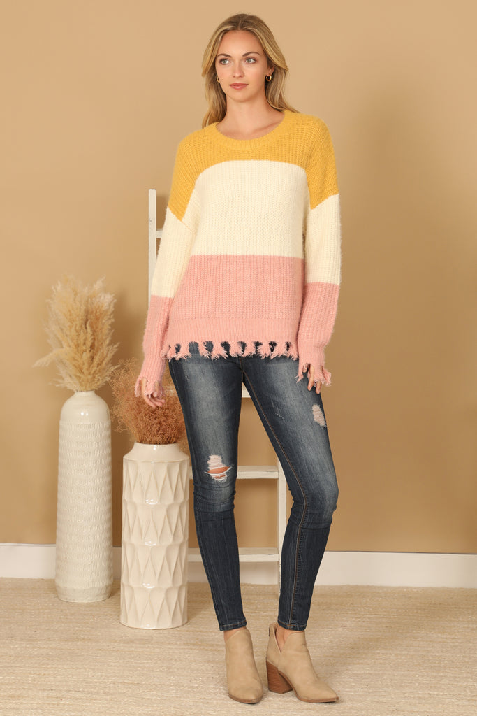 COLOR BLOCK KNIT SWEATER