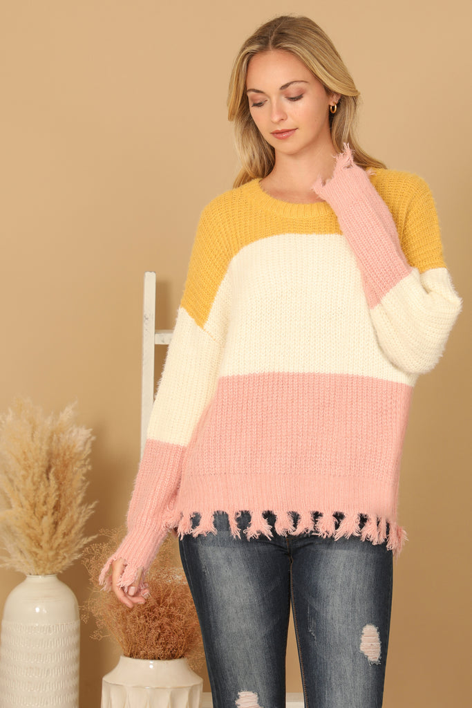 COLOR BLOCK KNIT SWEATER