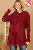 PLUS SIZE RIBBED POPCORN KNIT TUNIC HOODIE SWEATER