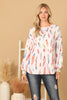 FEATHER PRINT LONG SLEEVE TOP