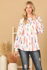 FEATHER PRINT LONG SLEEVE TOP