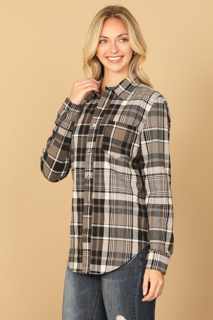 LONG SLEEVE PLAID TOP