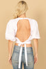 PUFF SLEEVES SURPLICE BACKLESS CROP TOP