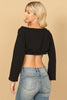 OFF SHOULDER LONG SLEEVE SOLID CROP TOP