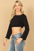 OFF SHOULDER LONG SLEEVE SOLID CROP TOP