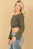 OFF SHOULDER LONG SLEEVE SOLID CROP TOP