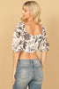 PUFF SLEEVE KNOT DETAIL PRINTED BRALLETE TOP