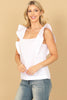 RUFFLE SLEEVELESS SQUARE NECK SOLID TOP