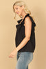 RUFFLE SLEEVELESS SQUARE NECK SOLID TOP