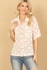 HALF SLEEVE BUTTON DOWN PRINTED TOP