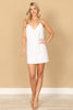 SPAGHETTI STRAP V-NECK EYELET MINI DRESS