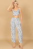 COWL NECK HALTER SNAKE PRINT TOP & PANTS SET