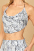 COWL NECK HALTER SNAKE PRINT TOP & PANTS SET