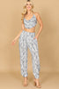 COWL NECK HALTER SNAKE PRINT TOP & PANTS SET