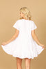 KEYHOLE TIE EYELET TIERED MINI DRESS