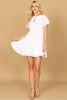 KEYHOLE TIE EYELET TIERED MINI DRESS