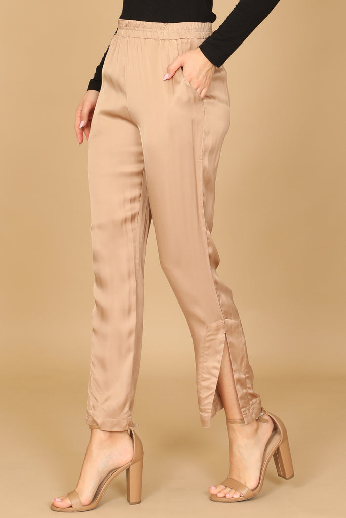 SKINNY SIDE SLIT SOLID PANTS