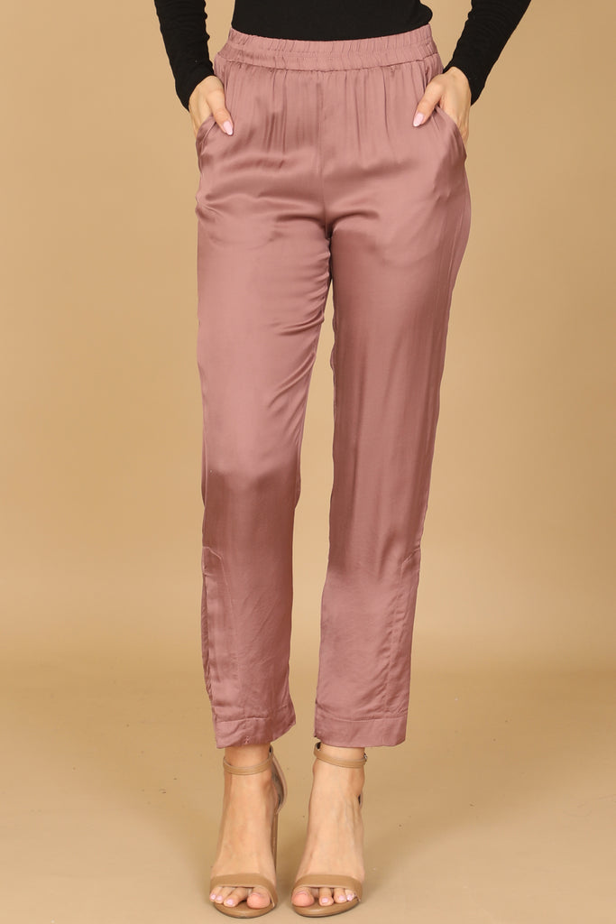 SKINNY SIDE SLIT SOLID PANTS