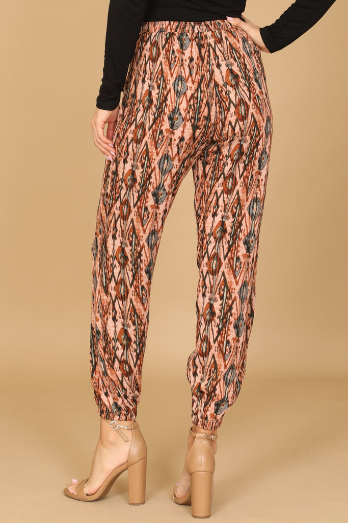 WAIST TIE PRINTED JOGGER PANTS