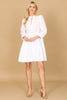 LONG PUFF SLEEVE KEYHOLE TIE TIERED DRESS