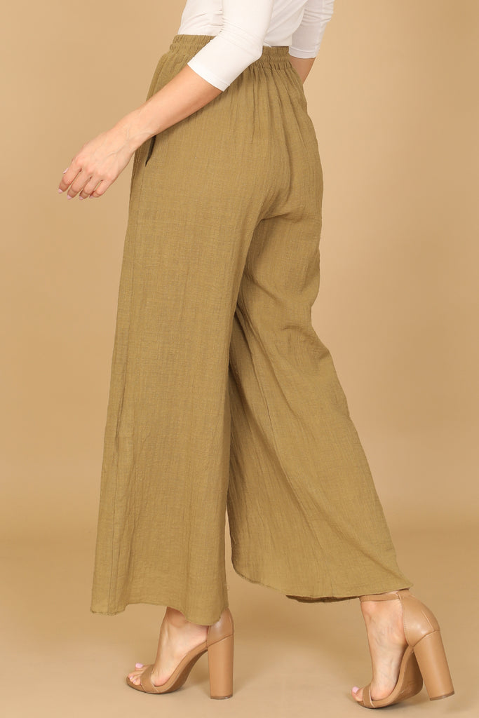 LINEN TASSEL TIE TULIP PANTS