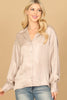 LONG SLEEVE BUTTON DOWN SATINY TOP