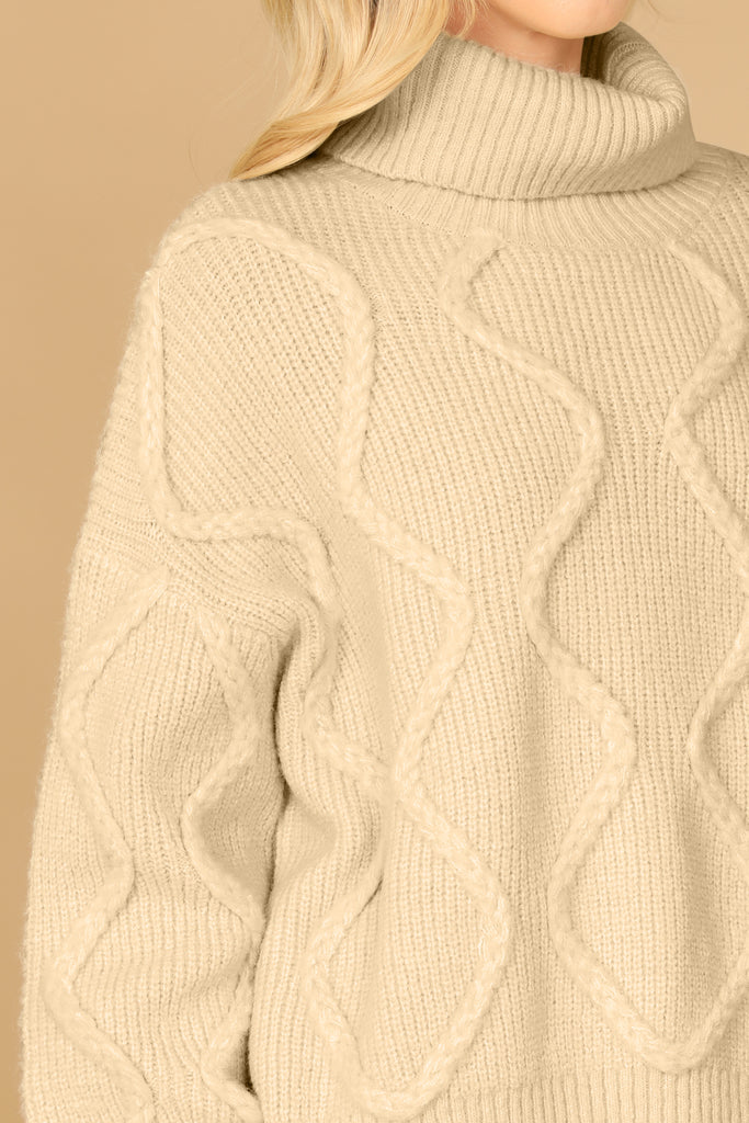 COWL NECK CHUNKY PATTERN SWEATER