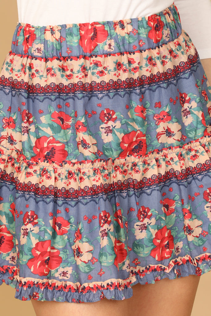 FLORAL RUFFLE SKIRT