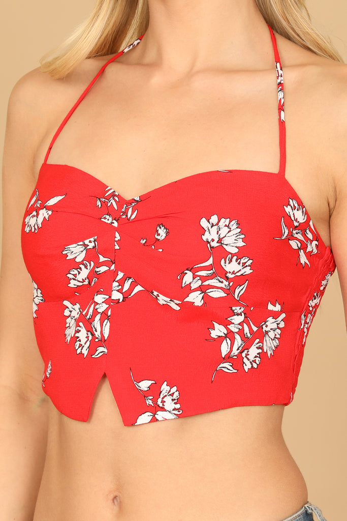 SPAGHETTI STRAP FLORAL CROP TOP