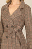 SEAMLESS PLAID WAIST TIE WRAP COAT JACKET