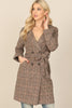 SEAMLESS PLAID WAIST TIE WRAP COAT JACKET