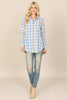 SEAMLESS PLAID LONG SLEEVE BUTTON DOWN TOP